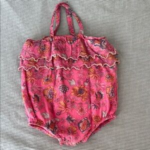 Floral Pink Ruffled Baby Romper